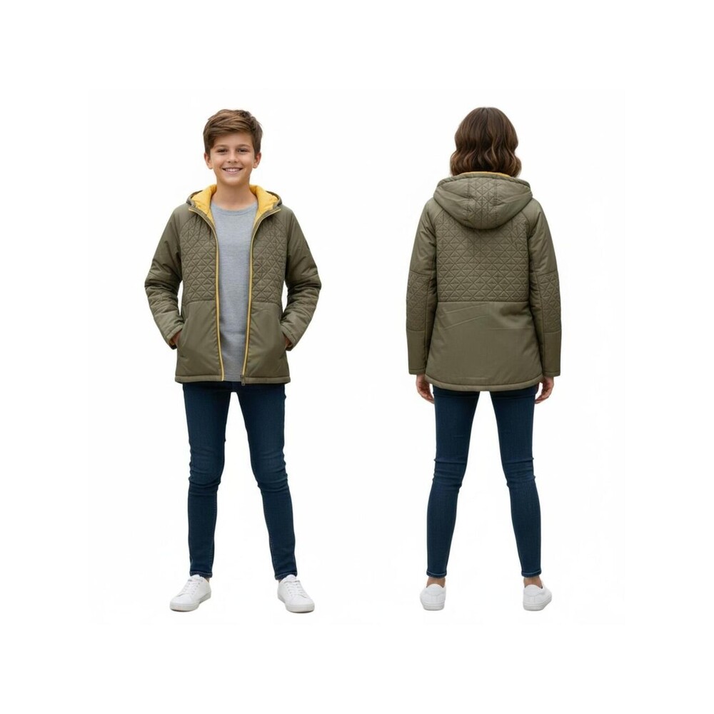 Hooded Puffer Jacket Quilted Lightweight Olive Green Coat